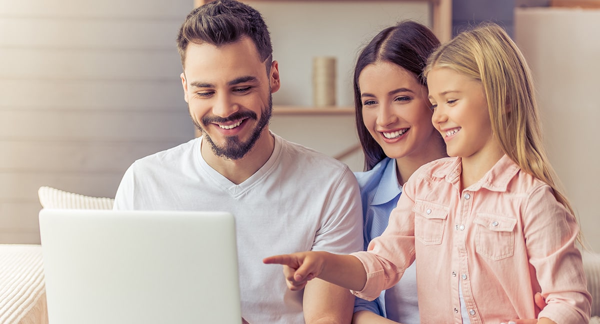 Family using internet together