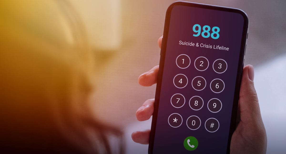 The 988 crisis lifeline on a smartphone.